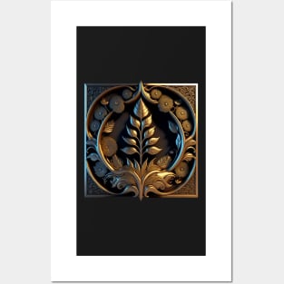 Just a Golden Floral Ornament Posters and Art